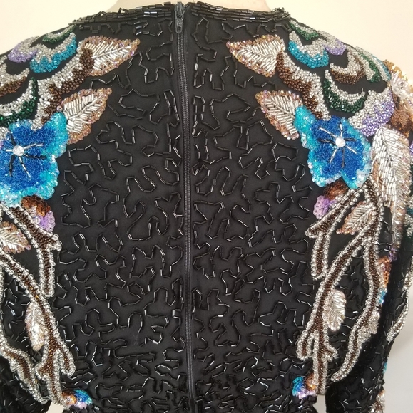 Heavily beaded peplum top - Picture 9 of 11